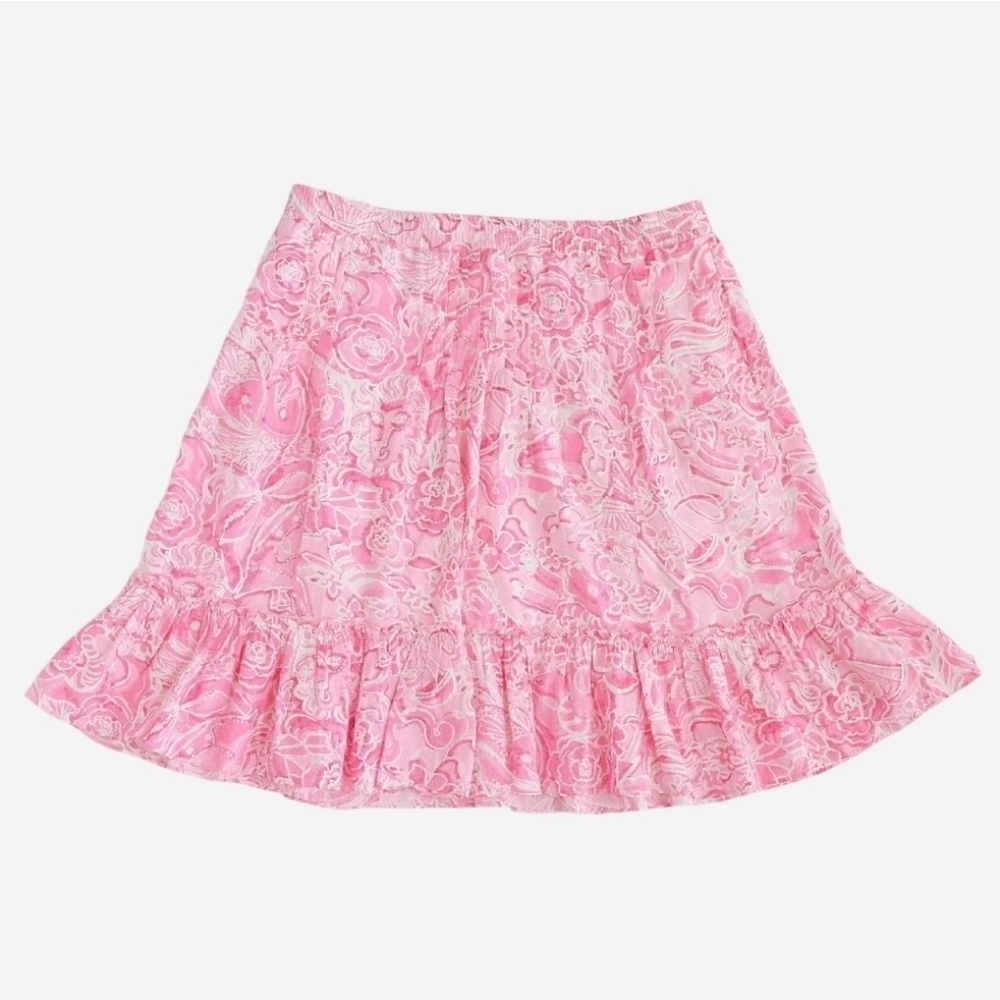 Lilly Pulitzer Pink Floral Print Midi Skirt